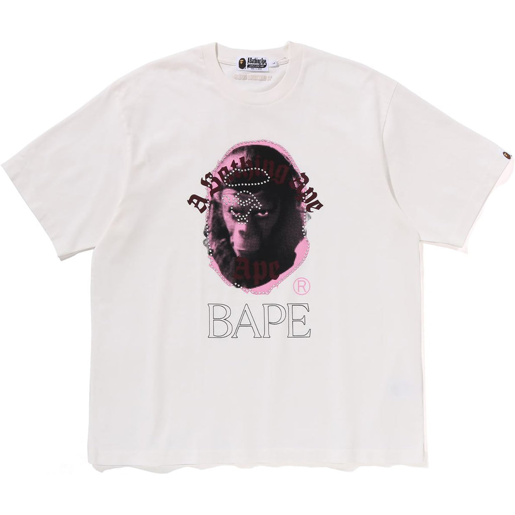 BAPE GARMENT DYE RHINESTONE APE HEAD RELAXED FIT TEE MENS