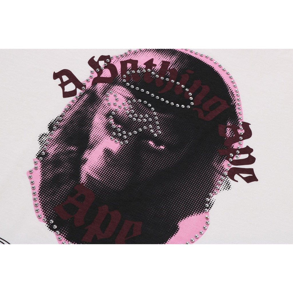 BAPE GARMENT DYE RHINESTONE APE HEAD RELAXED FIT TEE MENS
