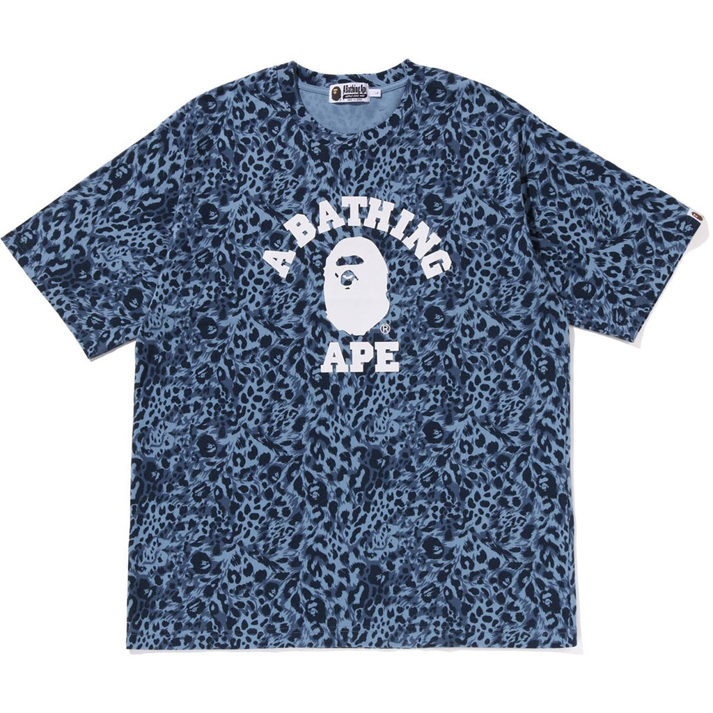 BAPE WILD LEOPARD PATTERN COLLEGE RELAXED FIT TEE MENS