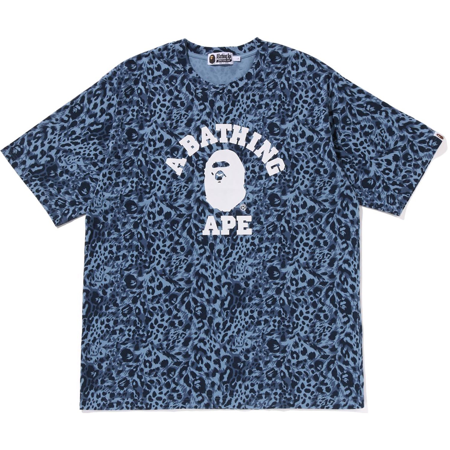 BAPE WILD LEOPARD PATTERN COLLEGE RELAXED FIT TEE MENS
