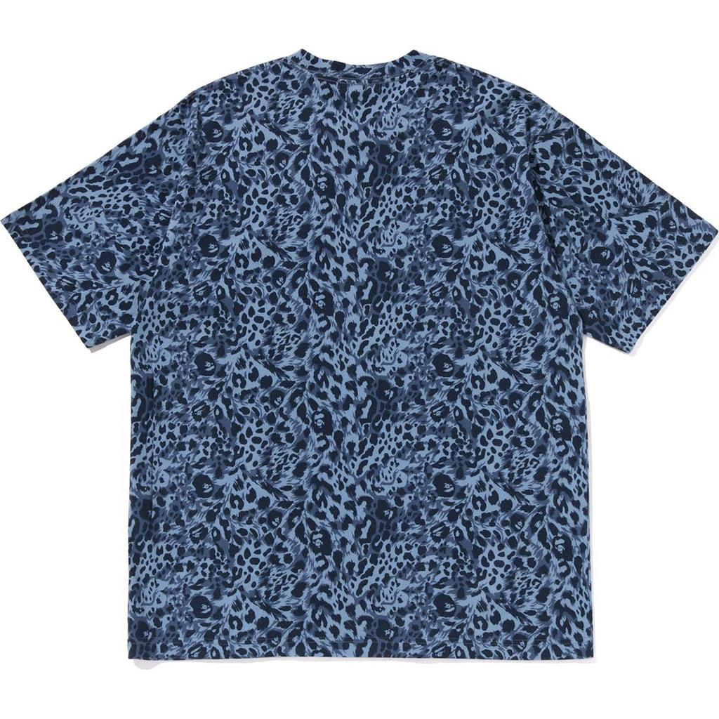 BAPE WILD LEOPARD PATTERN COLLEGE RELAXED FIT TEE MENS
