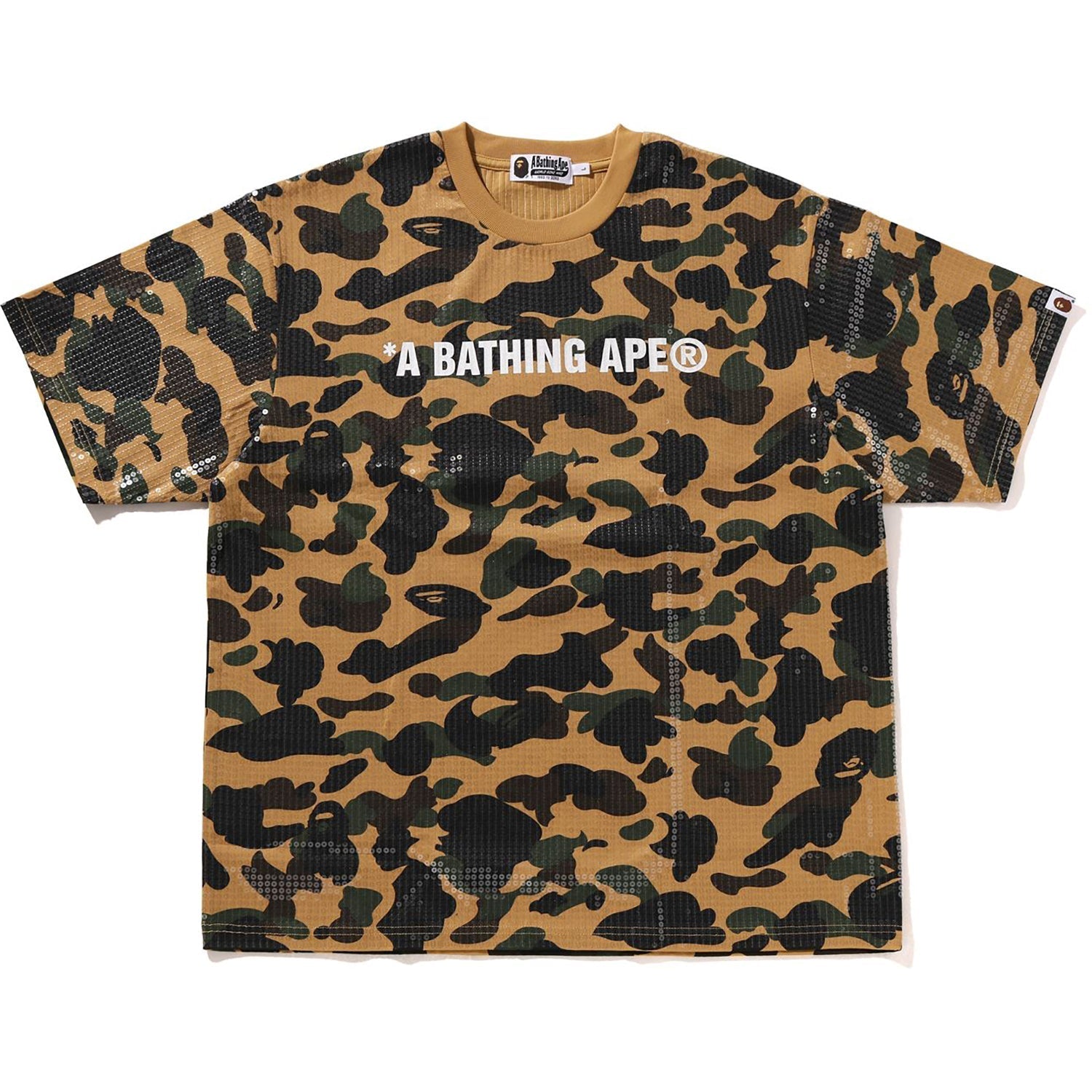 BAPE 1ST CAMO LOGO RELAXED FIT SEQUIN TEE MENS
