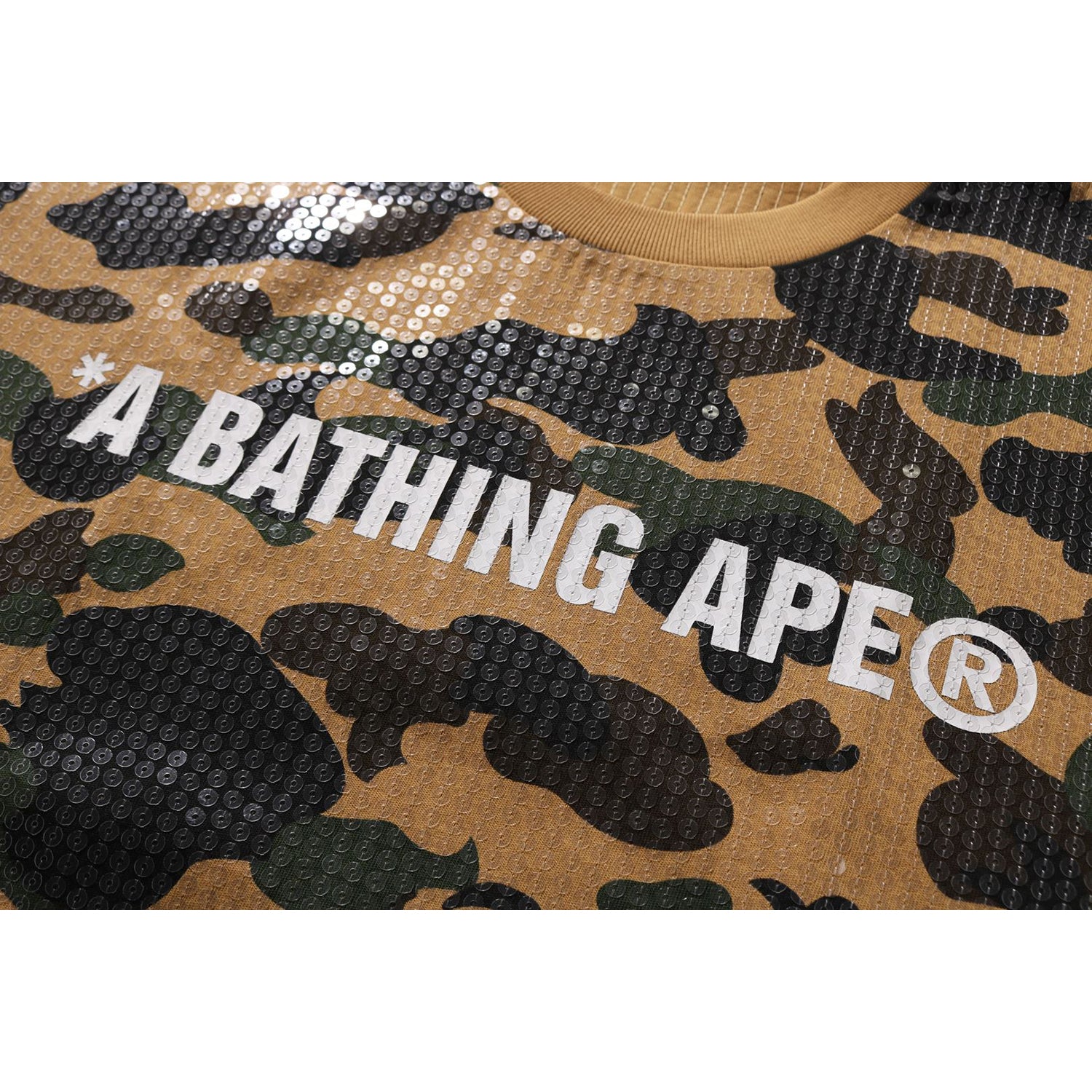 BAPE 1ST CAMO LOGO RELAXED FIT SEQUIN TEE MENS