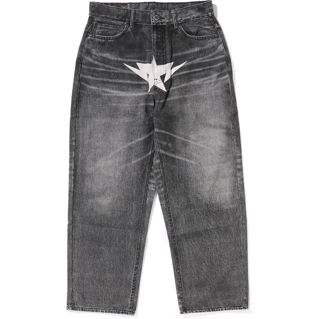 BAPE FAKE PRINT STA LOOSE FIT DENIM PANTS MENS