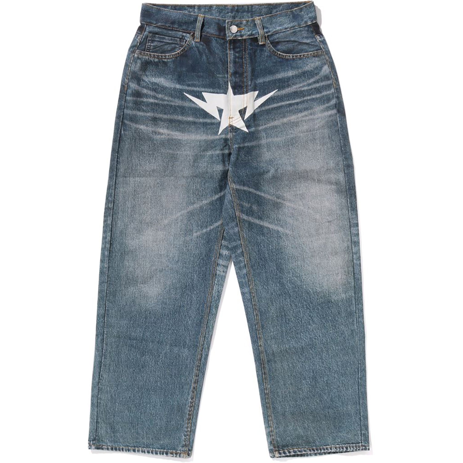 BAPE FAKE PRINT STA LOOSE FIT DENIM PANTS MENS