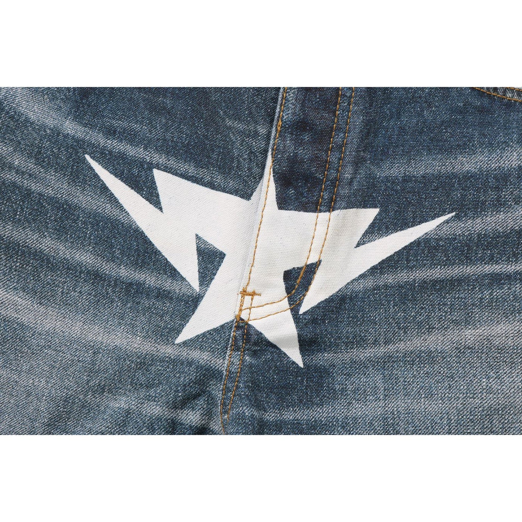 BAPE FAKE PRINT STA LOOSE FIT DENIM PANTS MENS