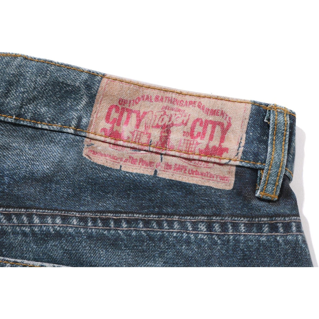 BAPE FAKE PRINT STA LOOSE FIT DENIM PANTS MENS