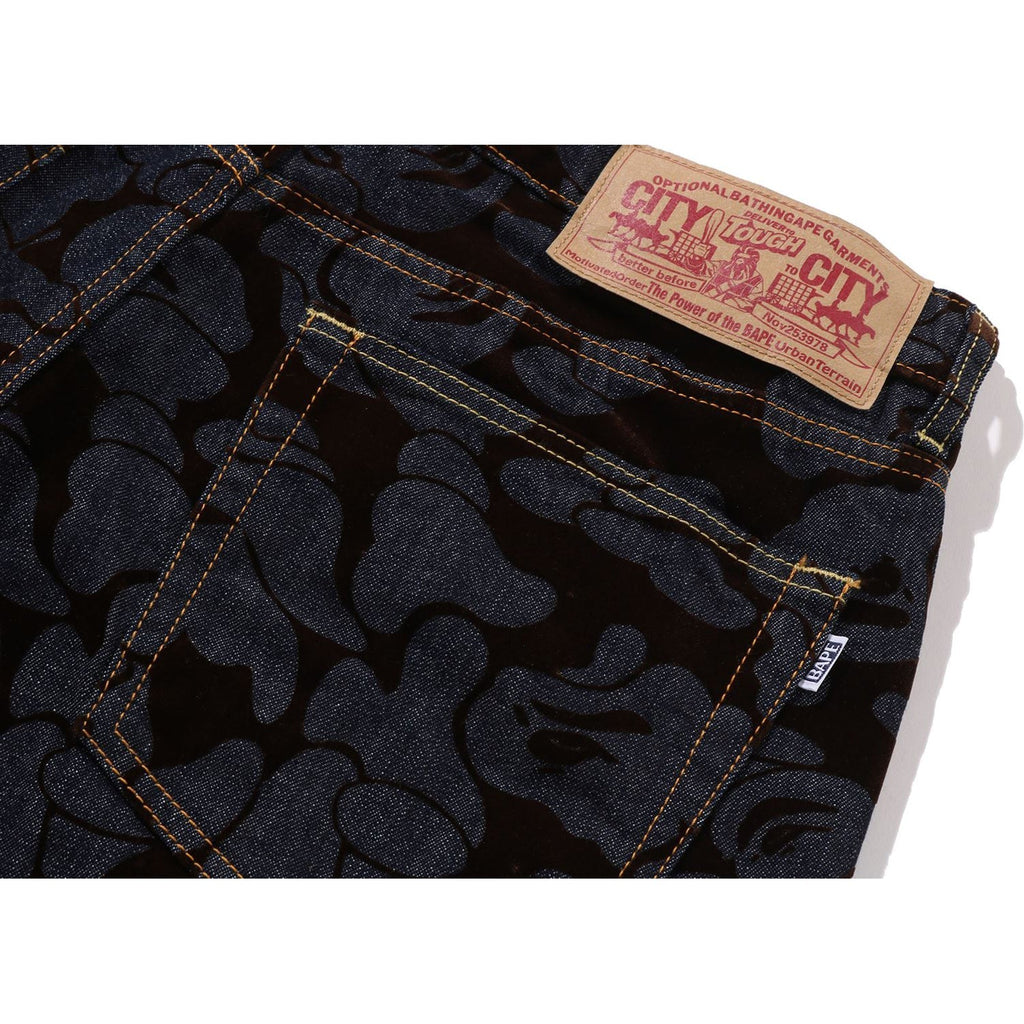 BAPE CAMO FLOCKED RELAXED FIT 13 OZ DENIM PANTS MENS