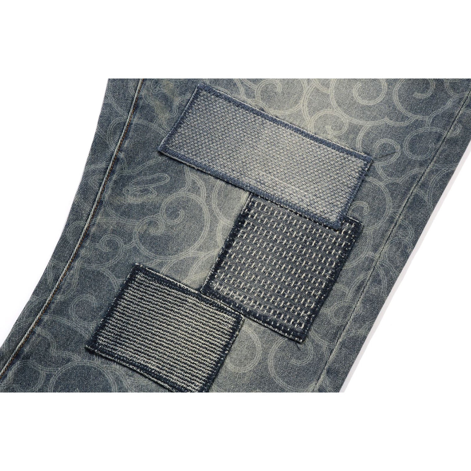 BAPE CLOUD CAMO JACQUARD UPCYCLED RELAXED FIT 13 OZ DENIM PANTS MENS