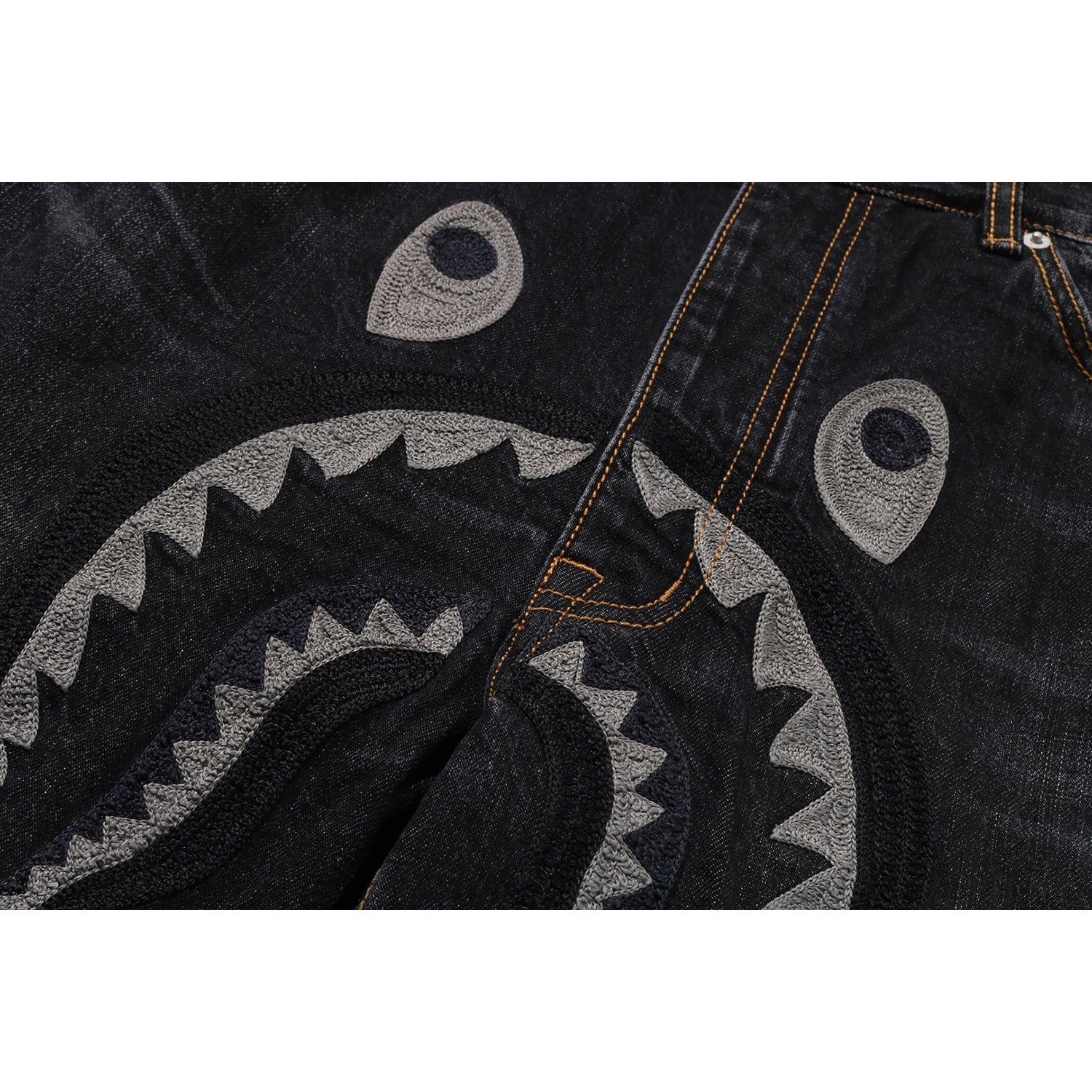 BAPE SHARK RELAXED FIT DENIM PANTS MENS