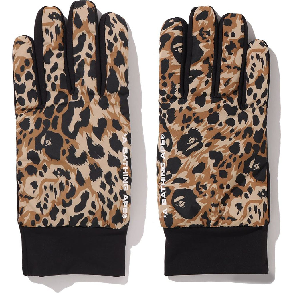 BAPE WILD LEOPARD PATTERN GLOVES MENS