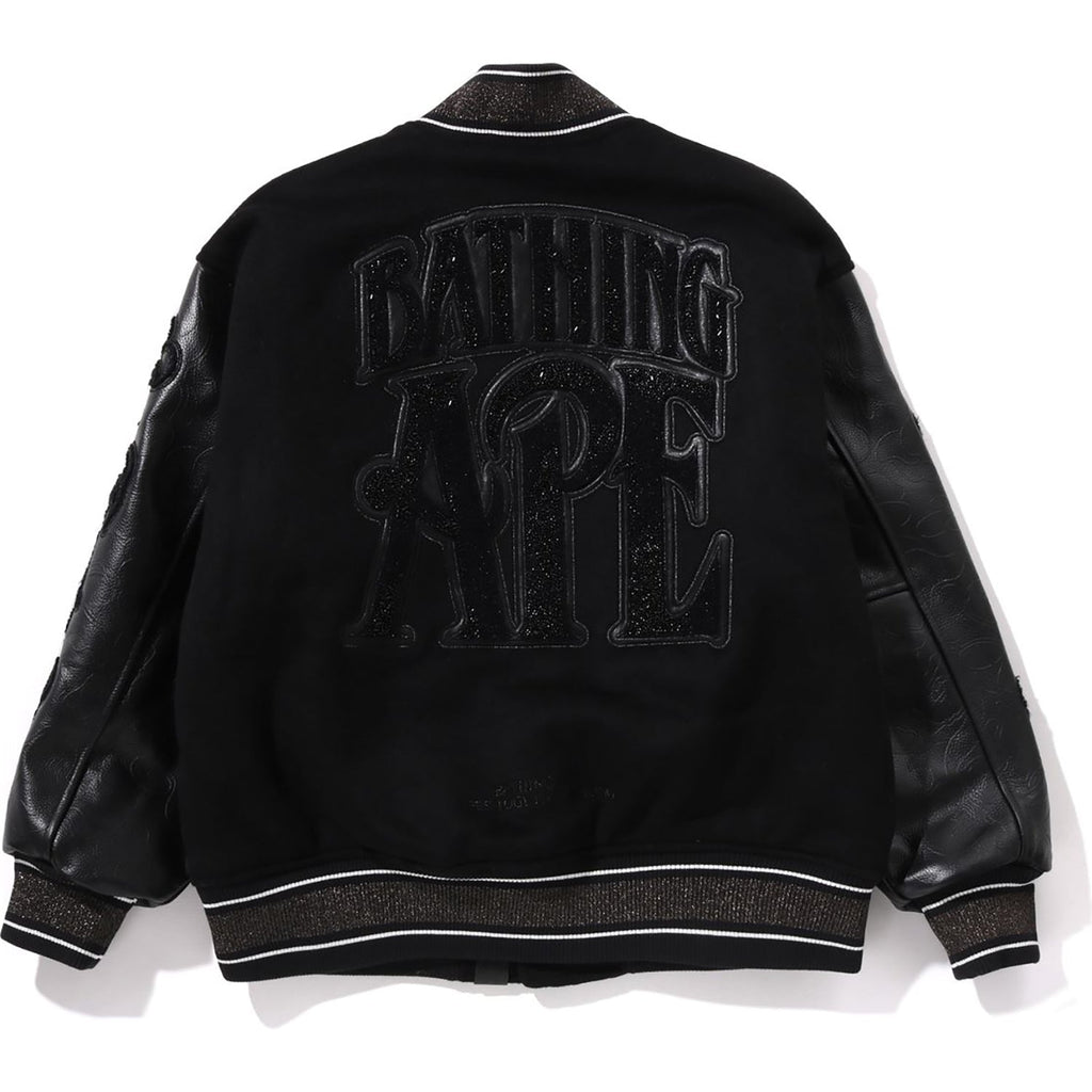 BAPE LINE CAMO MULTI LOGO WOOL VARSITY JACKET MENS