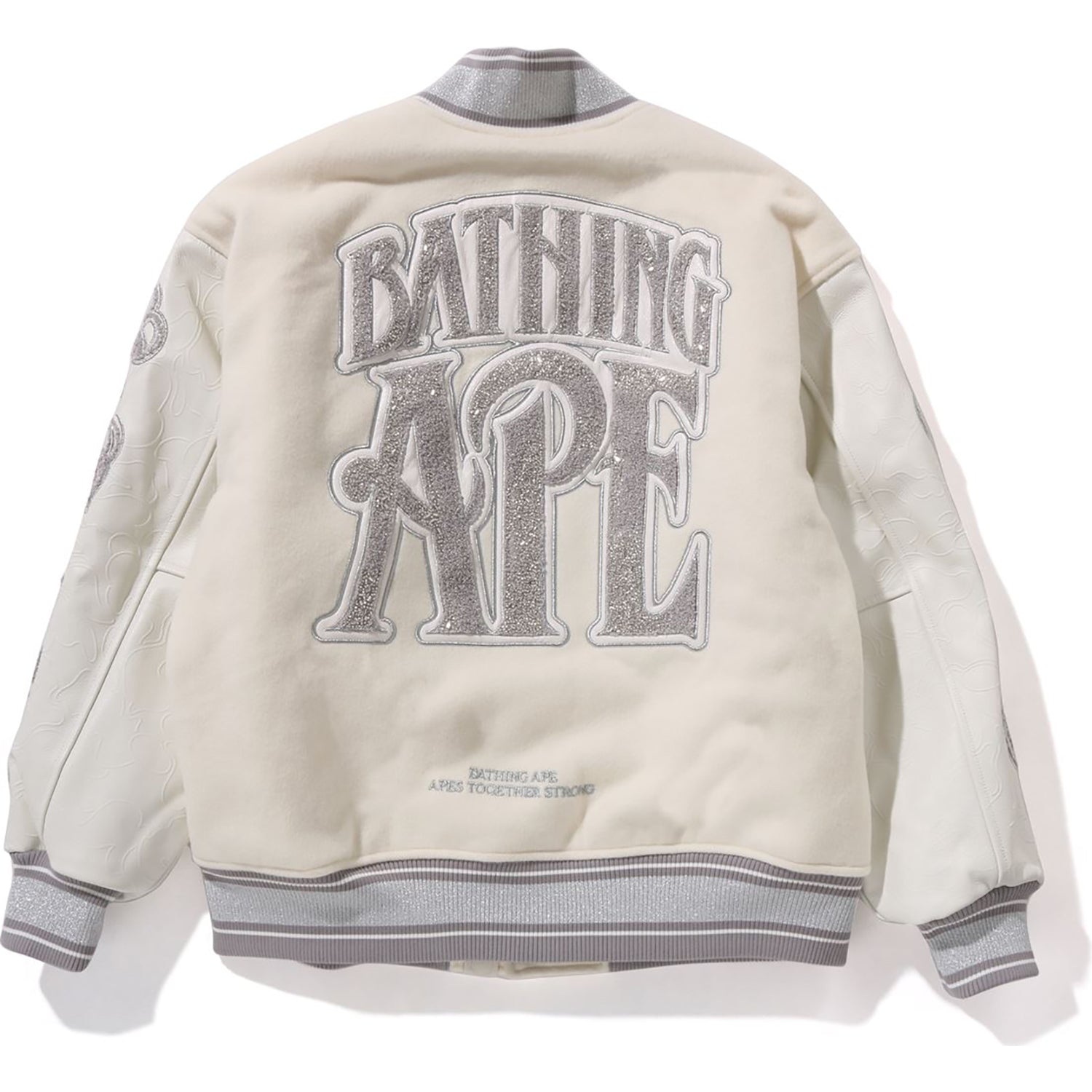 BAPE LINE CAMO MULTI LOGO WOOL VARSITY JACKET MENS