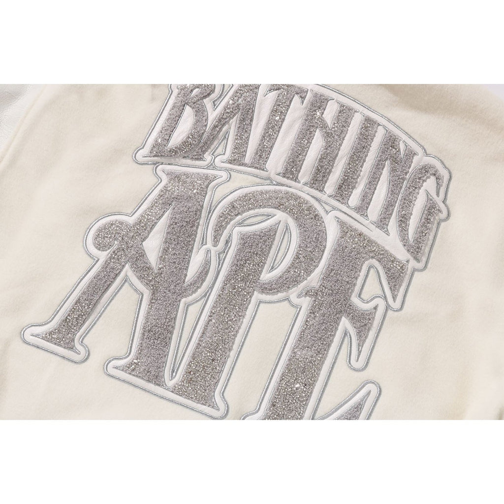 BAPE LINE CAMO MULTI LOGO WOOL VARSITY JACKET MENS