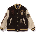 BAPE LINE CAMO MULTI LOGO WOOL VARSITY JACKET MENS
