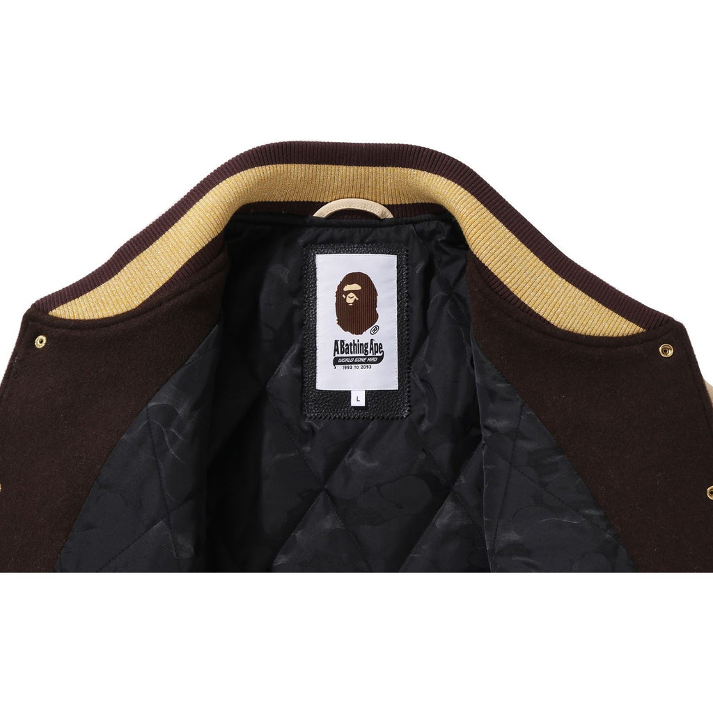 BAPE LINE CAMO MULTI LOGO WOOL VARSITY JACKET MENS
