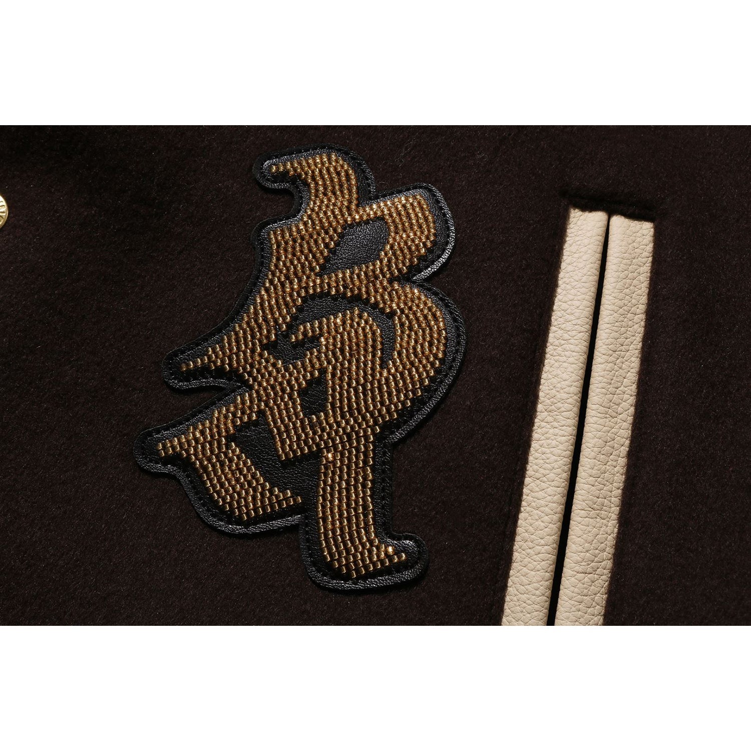 BAPE LINE CAMO MULTI LOGO WOOL VARSITY JACKET MENS