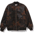 BAPE MULTI LOGO QUILTED LEATHER BOMBER JACKET MENS