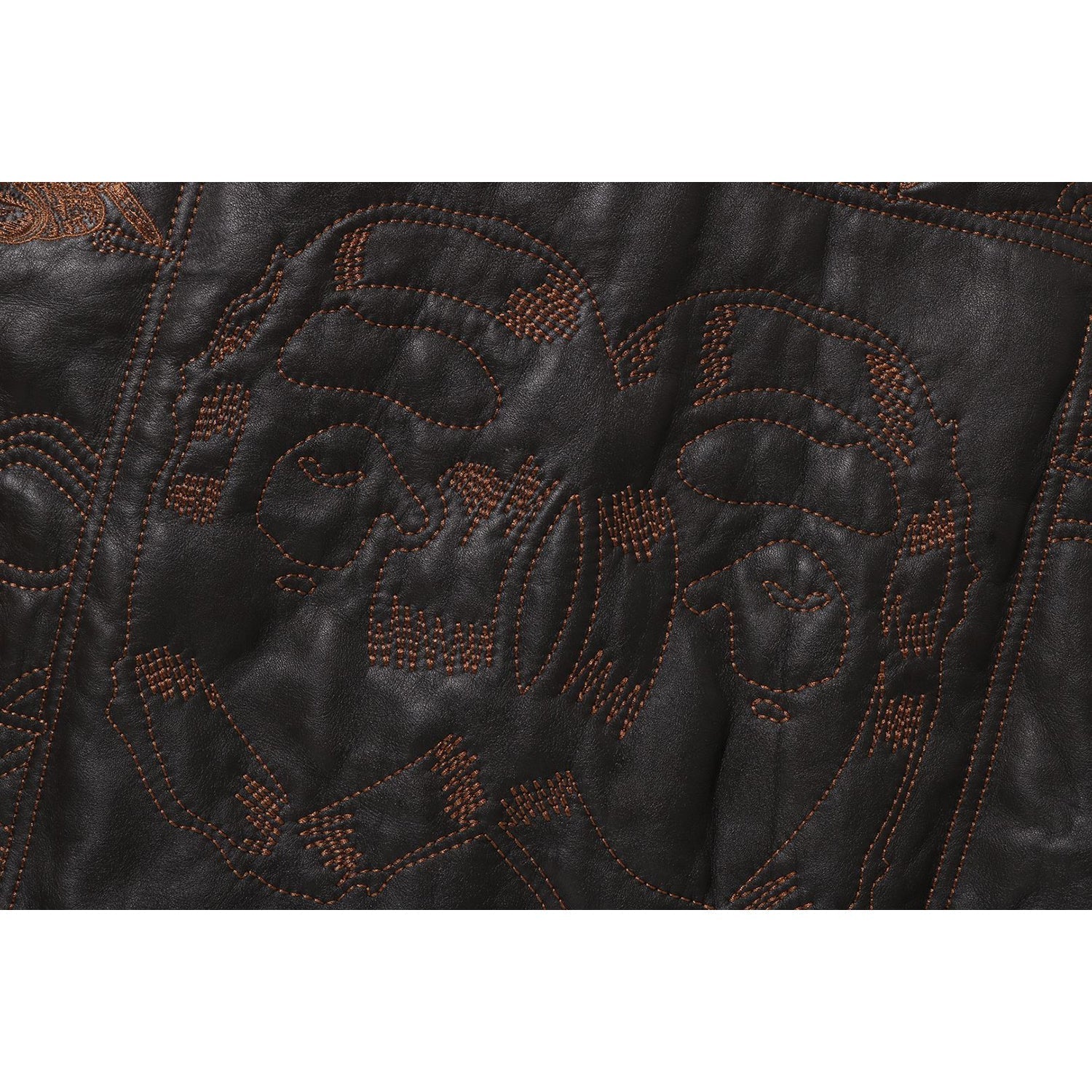 BAPE MULTI LOGO QUILTED LEATHER BOMBER JACKET MENS
