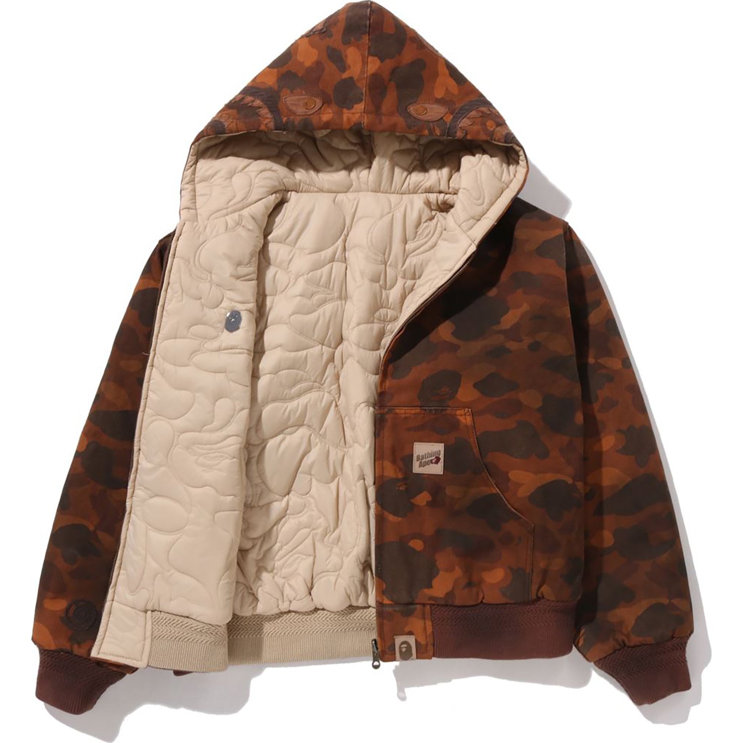 BAPE SOLID 1ST CAMO REVERSIBLE SHARK ZIP HEAVY JACKET MENS
