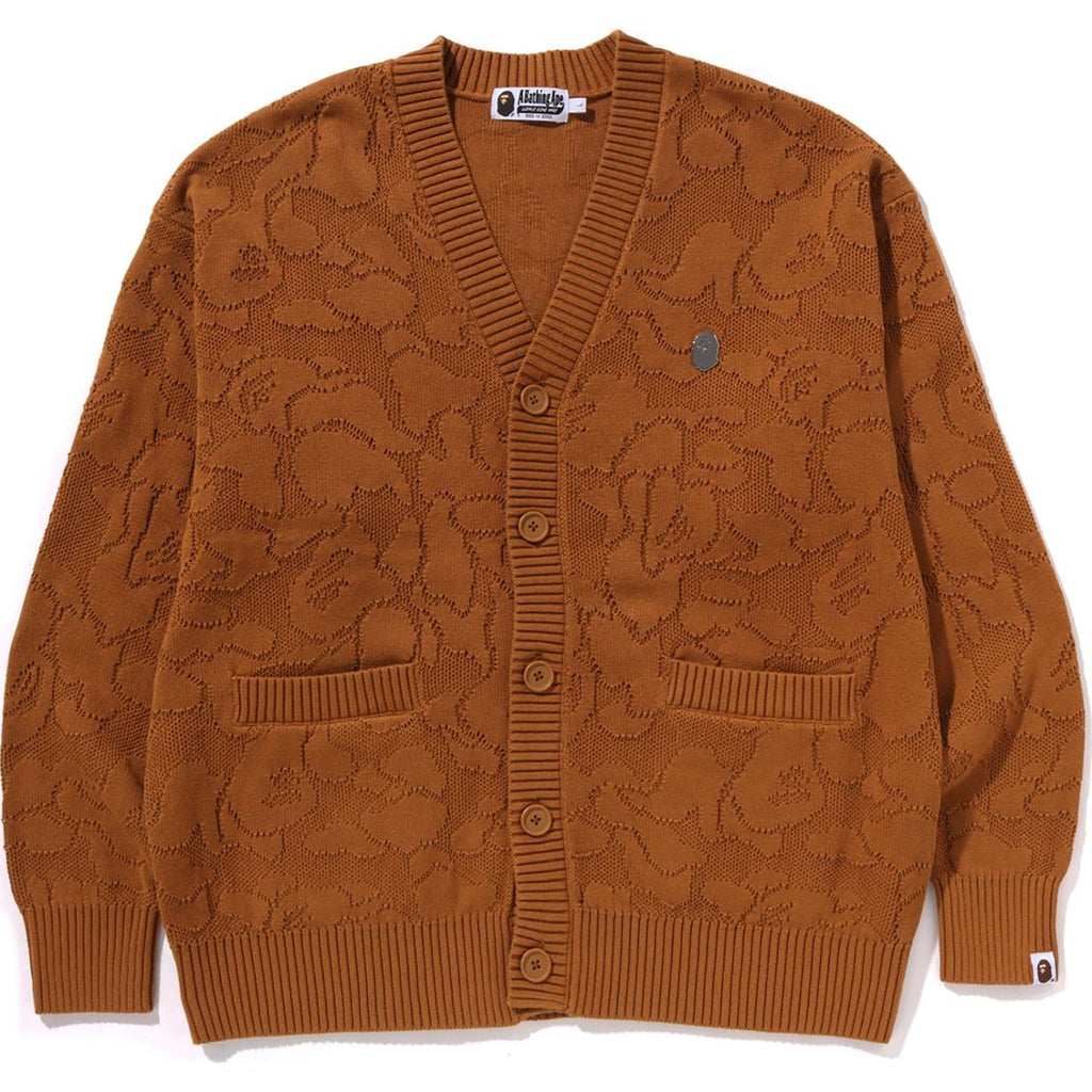 BAPE SOLID CAMO JACQUARD ONE POINT CARDIGAN MENS