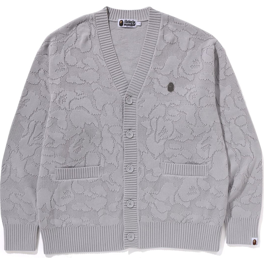 BAPE SOLID CAMO JACQUARD ONE POINT CARDIGAN MENS