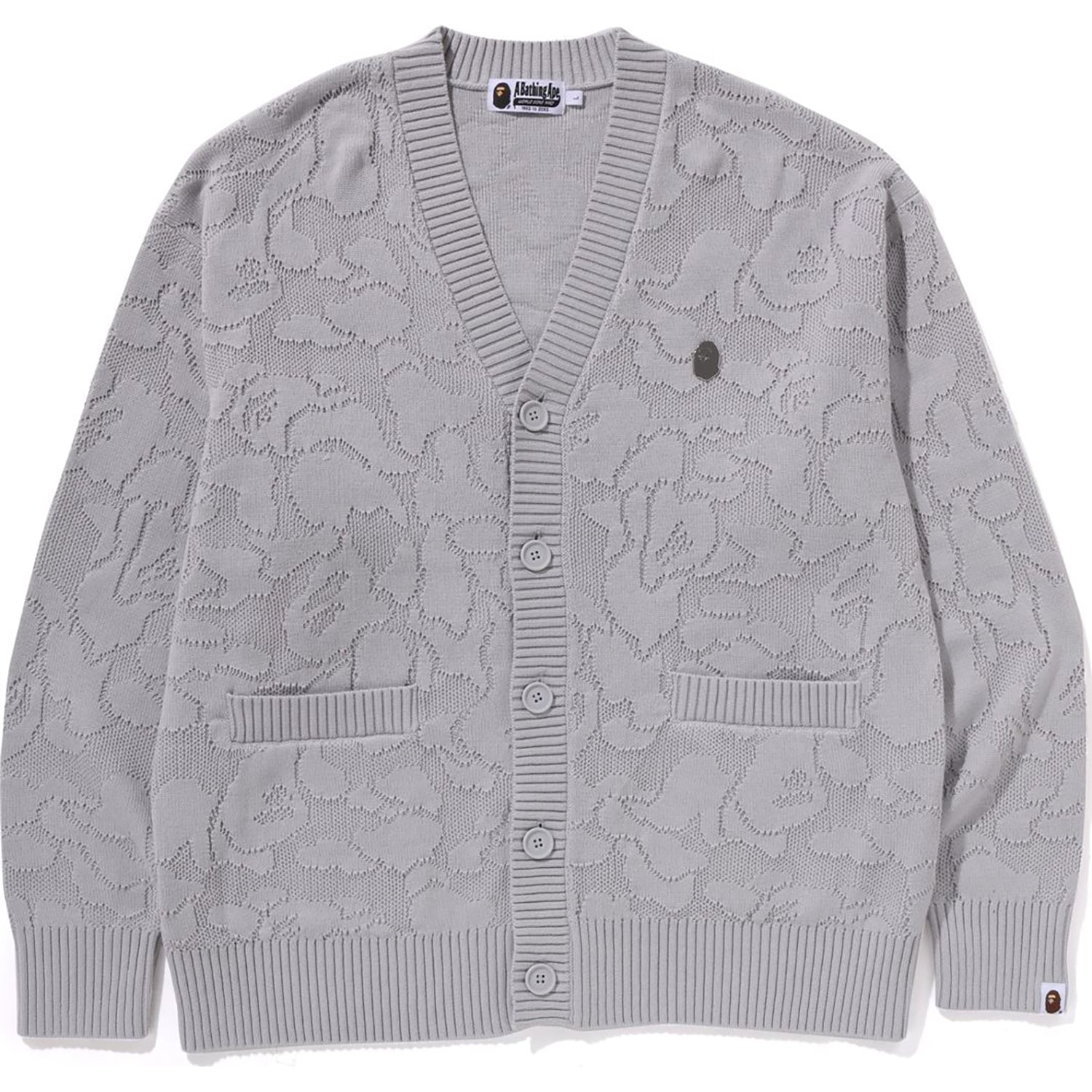 BAPE SOLID CAMO JACQUARD ONE POINT CARDIGAN MENS