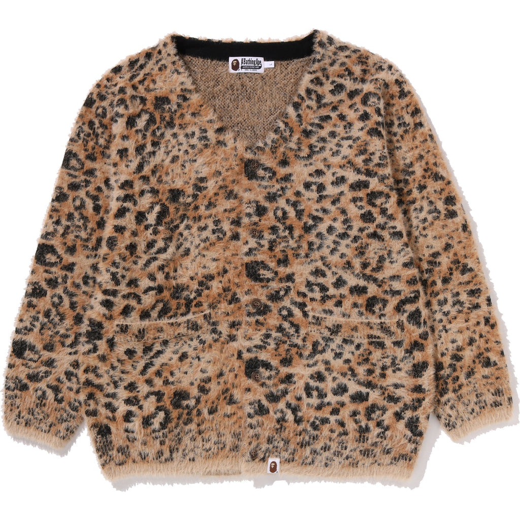 BAPE WILD LEOPARD PATTERN SHAGGY CARDIGAN MENS