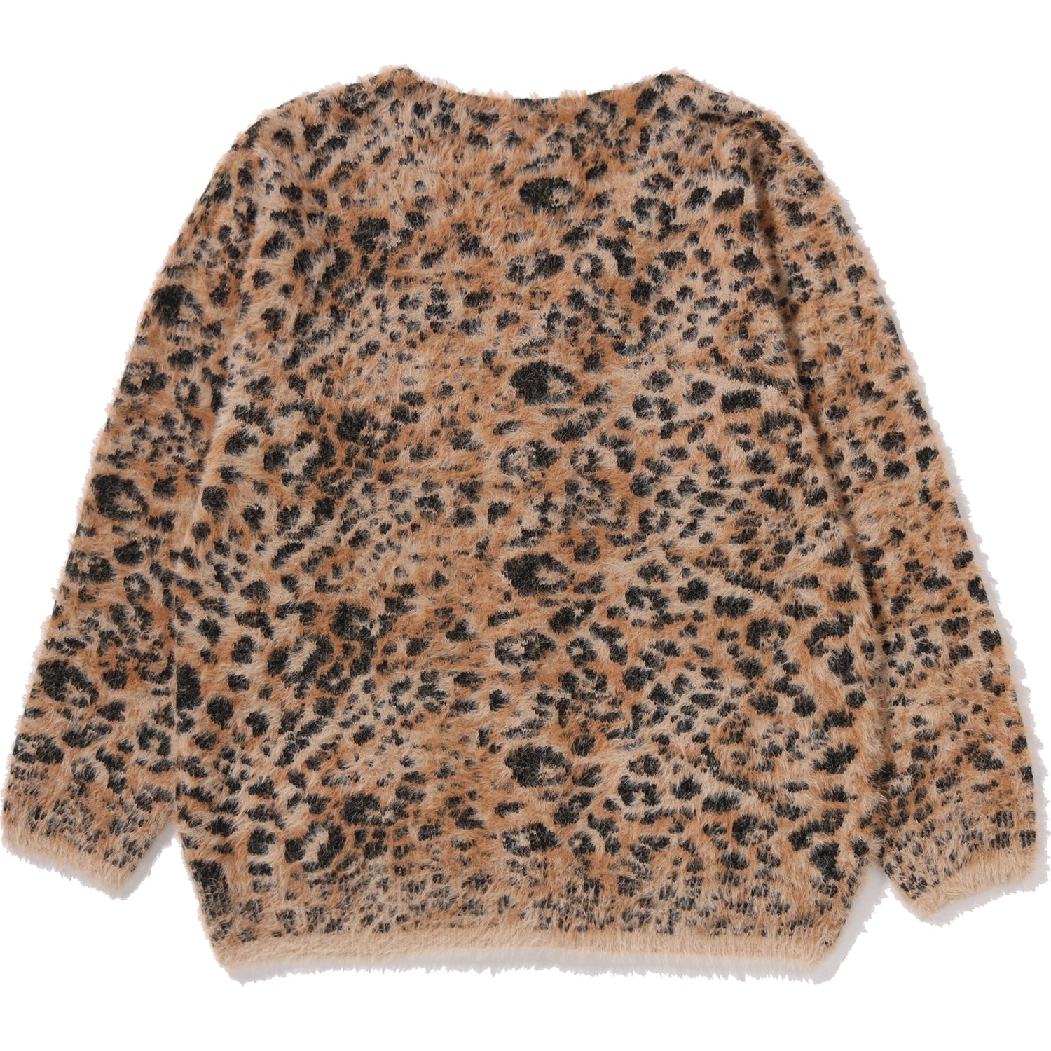 BAPE WILD LEOPARD PATTERN SHAGGY CARDIGAN MENS