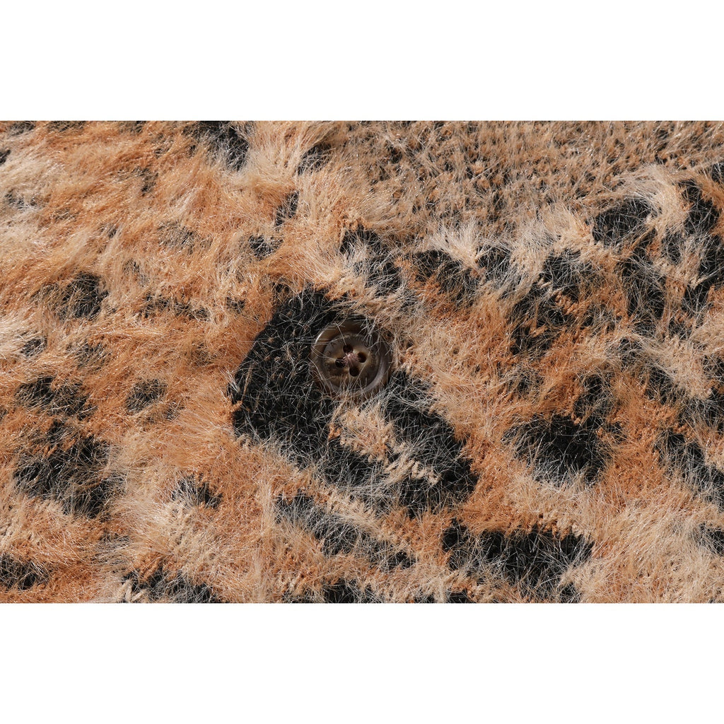 BAPE WILD LEOPARD PATTERN SHAGGY CARDIGAN MENS