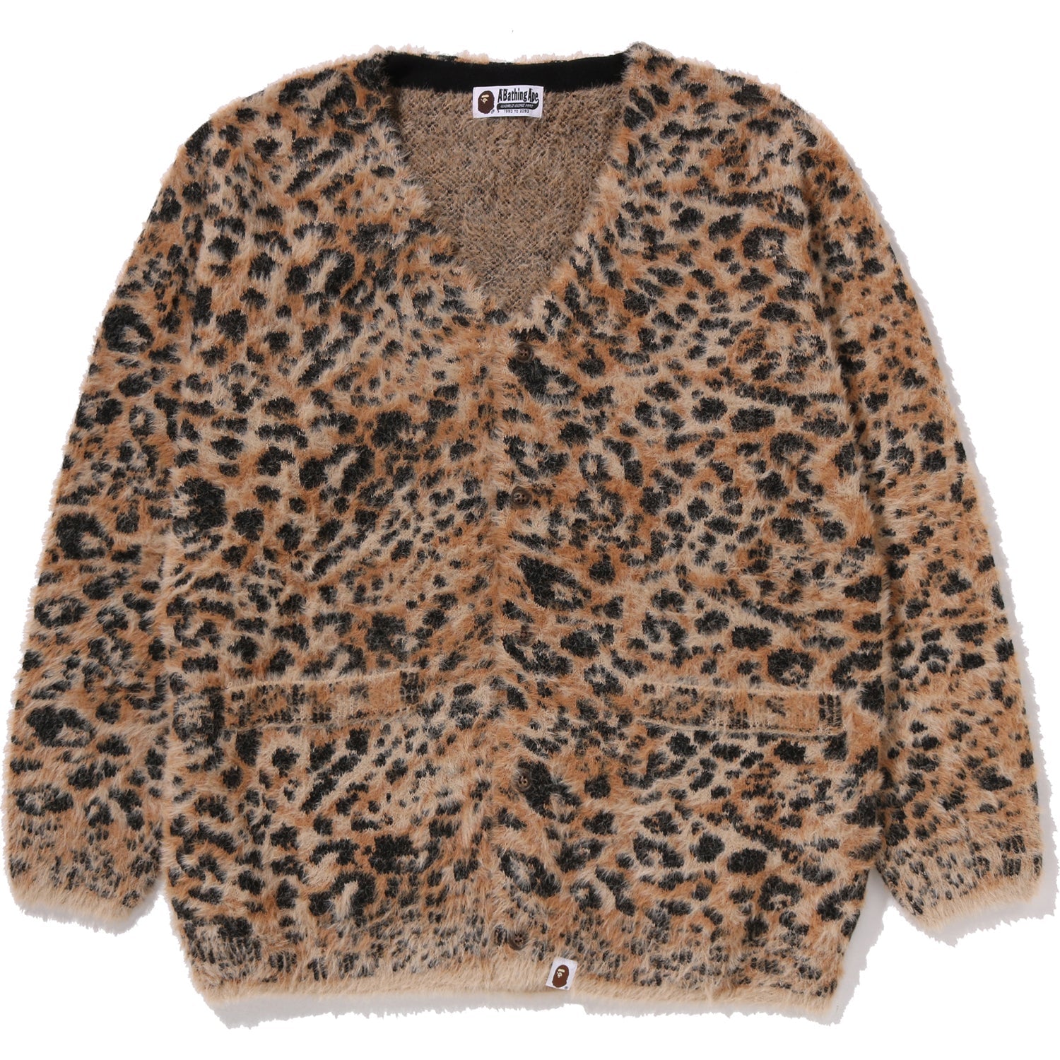 BAPE WILD LEOPARD PATTERN SHAGGY KNIT CARDIGAN LADIES