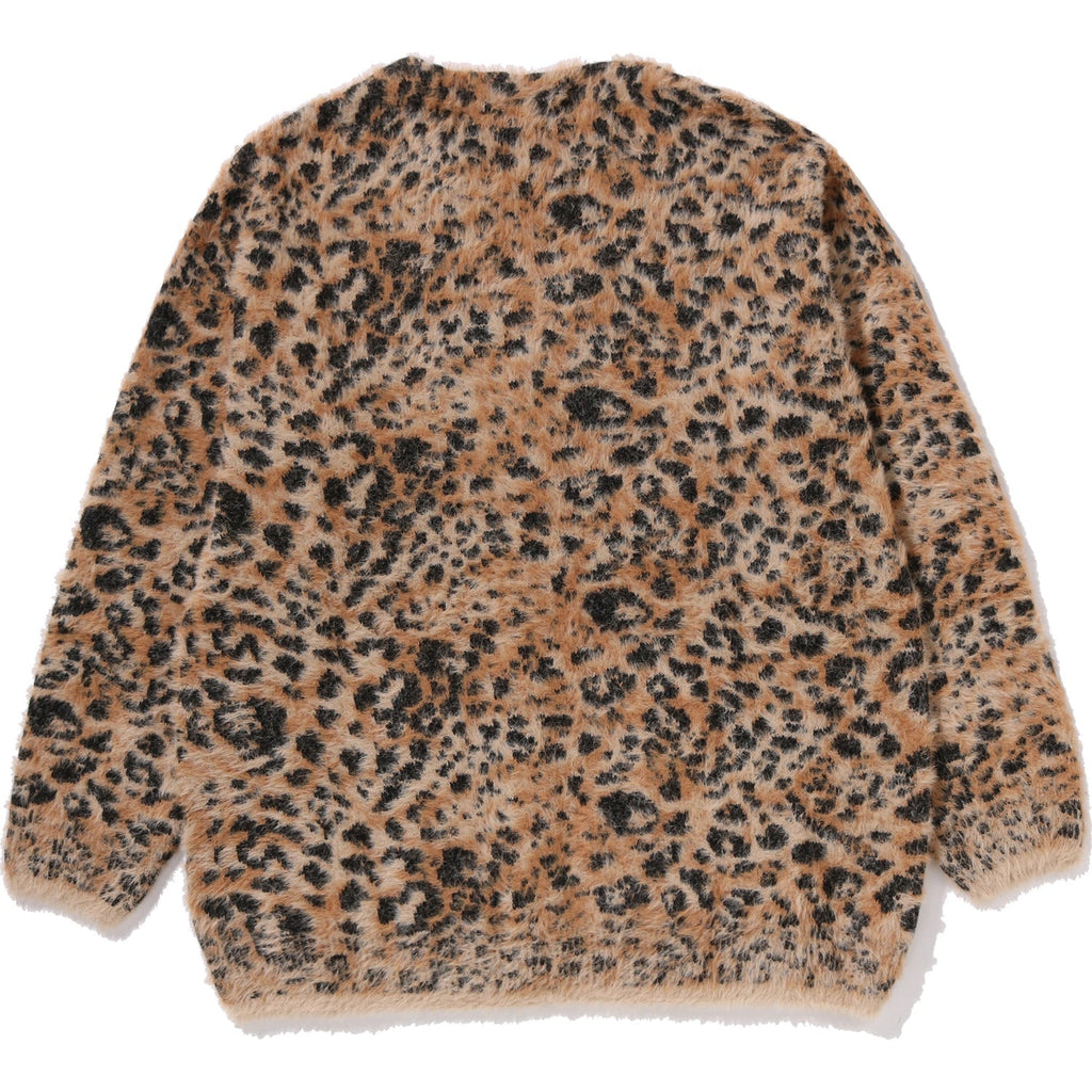BAPE WILD LEOPARD PATTERN SHAGGY KNIT CARDIGAN LADIES