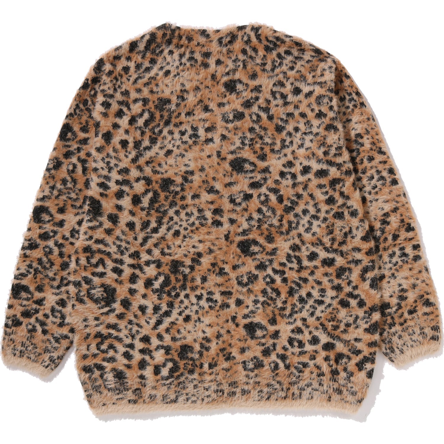 BAPE WILD LEOPARD PATTERN SHAGGY KNIT CARDIGAN LADIES