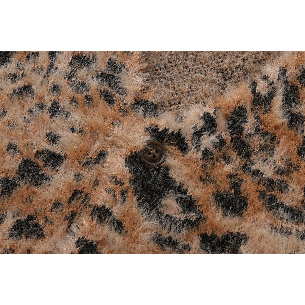 BAPE WILD LEOPARD PATTERN SHAGGY KNIT CARDIGAN LADIES