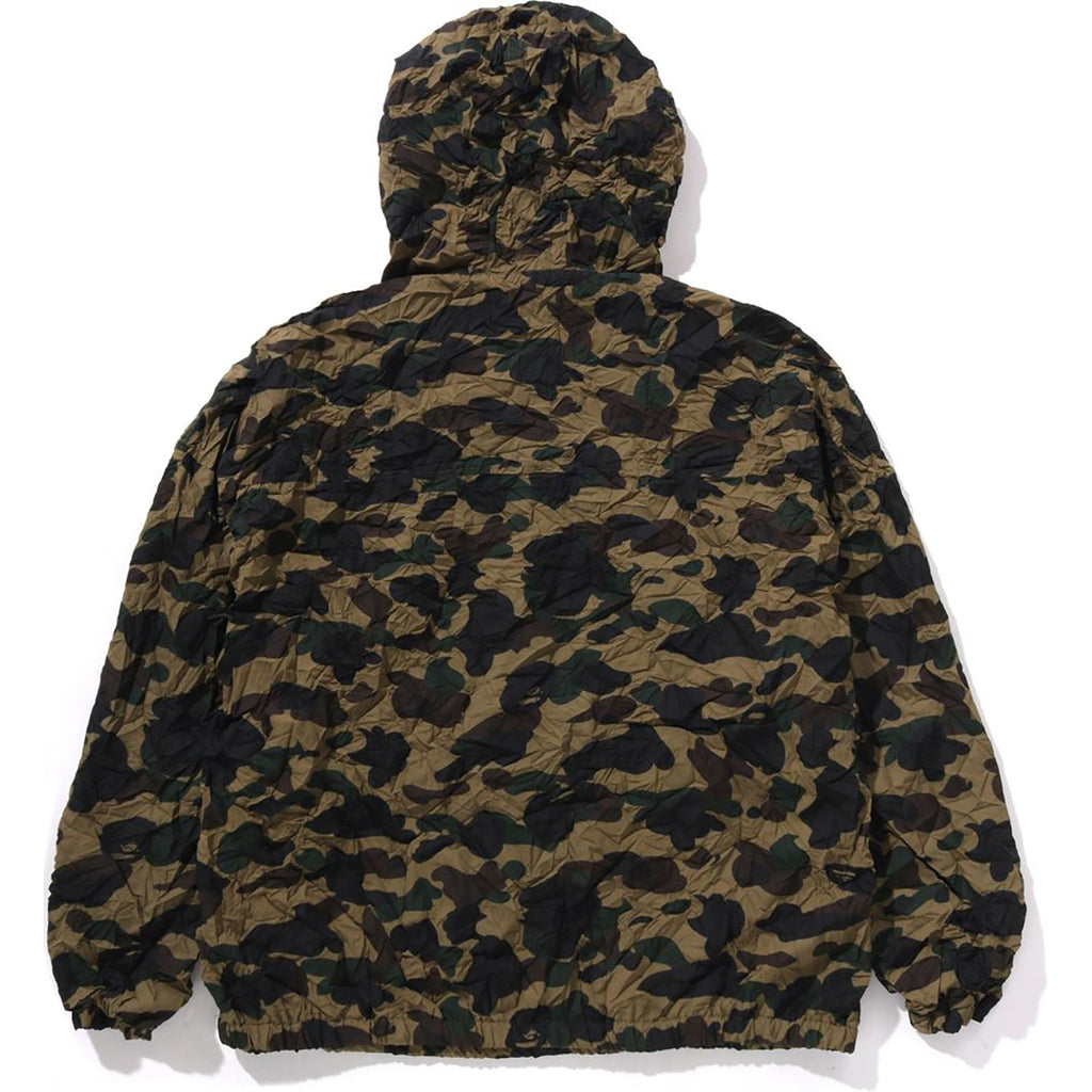 BAPE CRINKLE EFFECT 1ST CAMO HALF ZIP HOODIE JACKET MENS