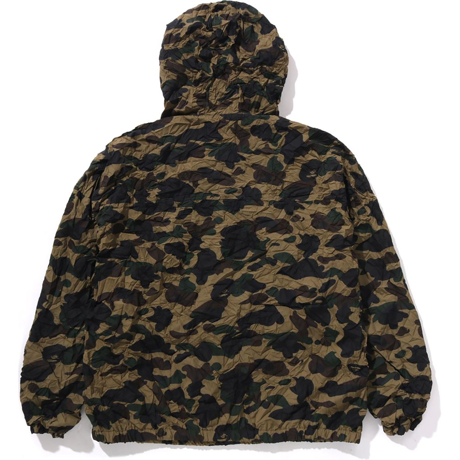 BAPE CRINKLE EFFECT 1ST CAMO HALF ZIP HOODIE JACKET MENS