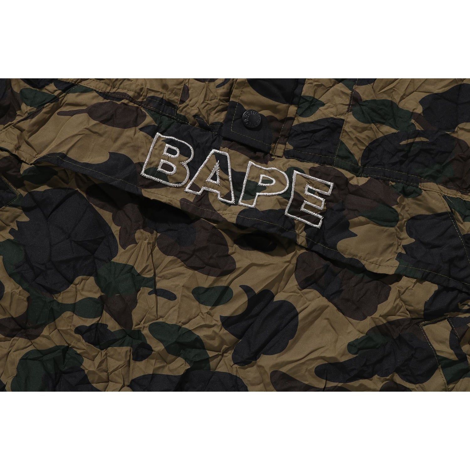 BAPE CRINKLE EFFECT 1ST CAMO HALF ZIP HOODIE JACKET MENS