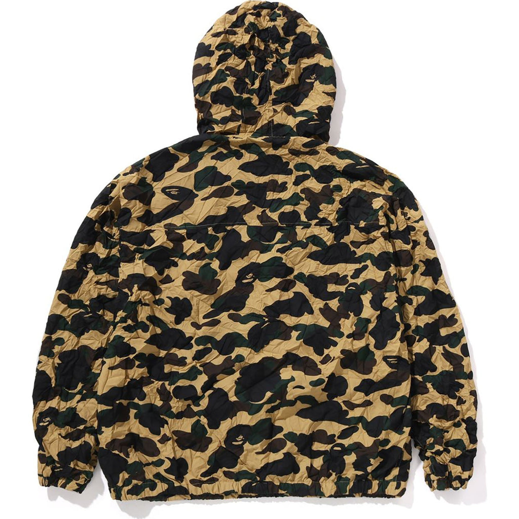 BAPE CRINKLE EFFECT 1ST CAMO HALF ZIP HOODIE JACKET MENS
