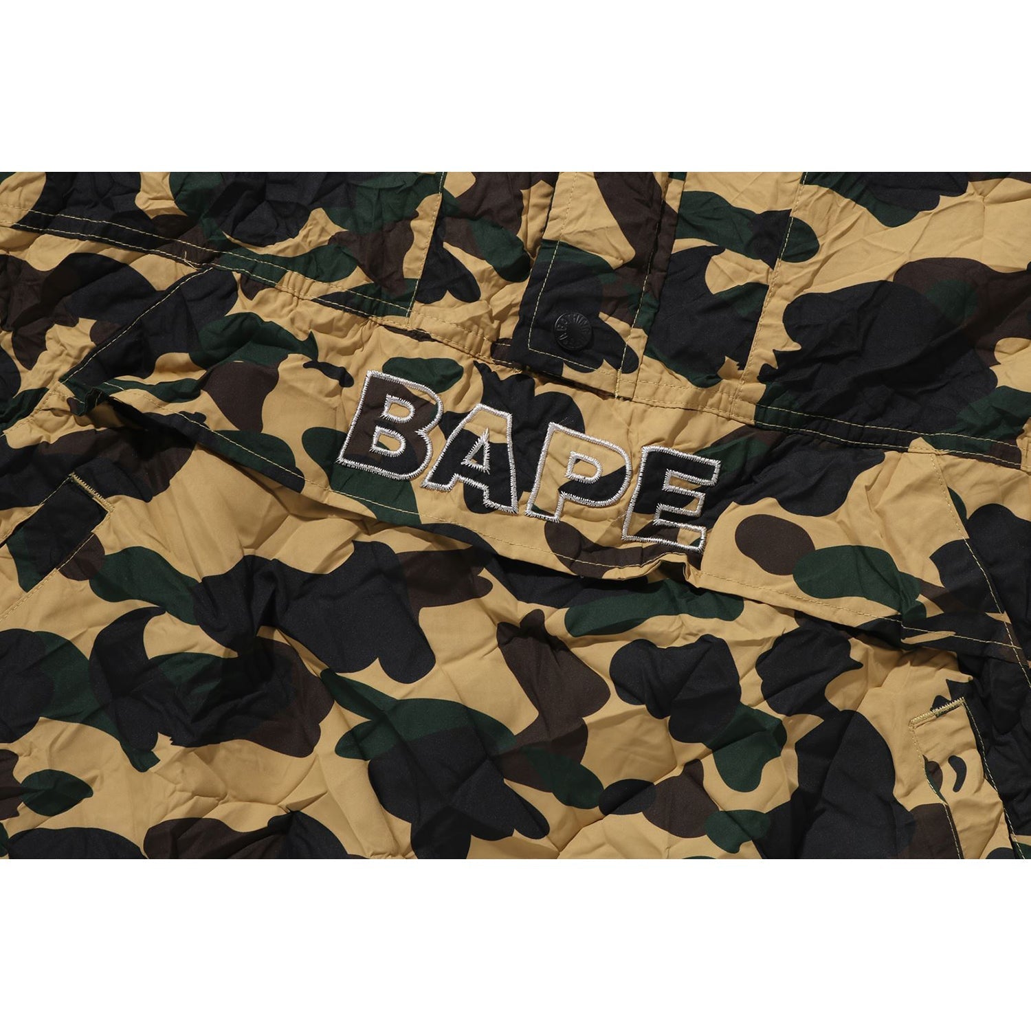 BAPE CRINKLE EFFECT 1ST CAMO HALF ZIP HOODIE JACKET MENS