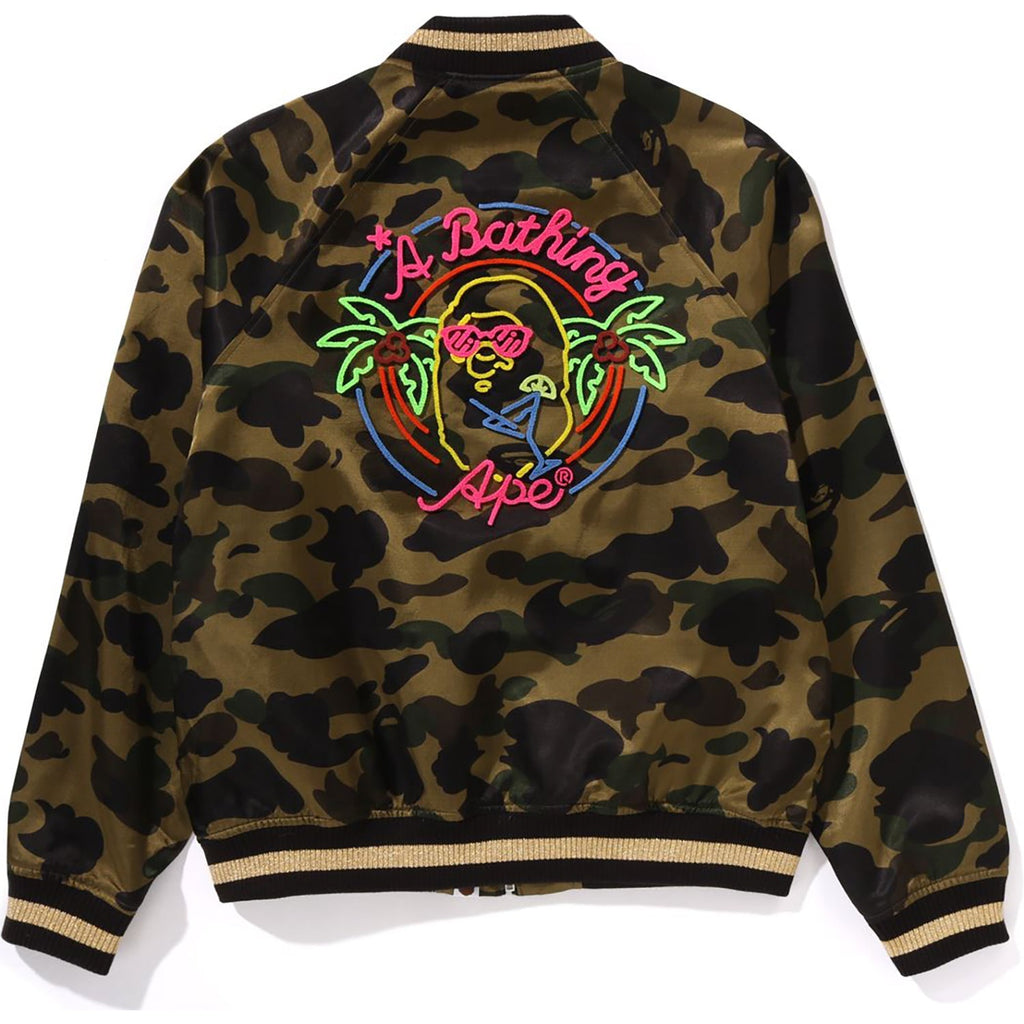 BAPE 1ST CAMO NEON APE HEAD SOUVENIR JACKET LADIES