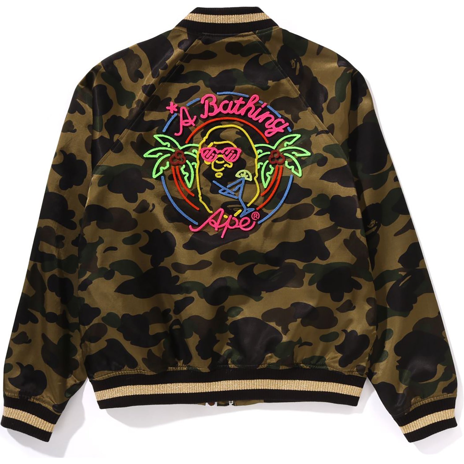 BAPE 1ST CAMO NEON APE HEAD SOUVENIR JACKET LADIES