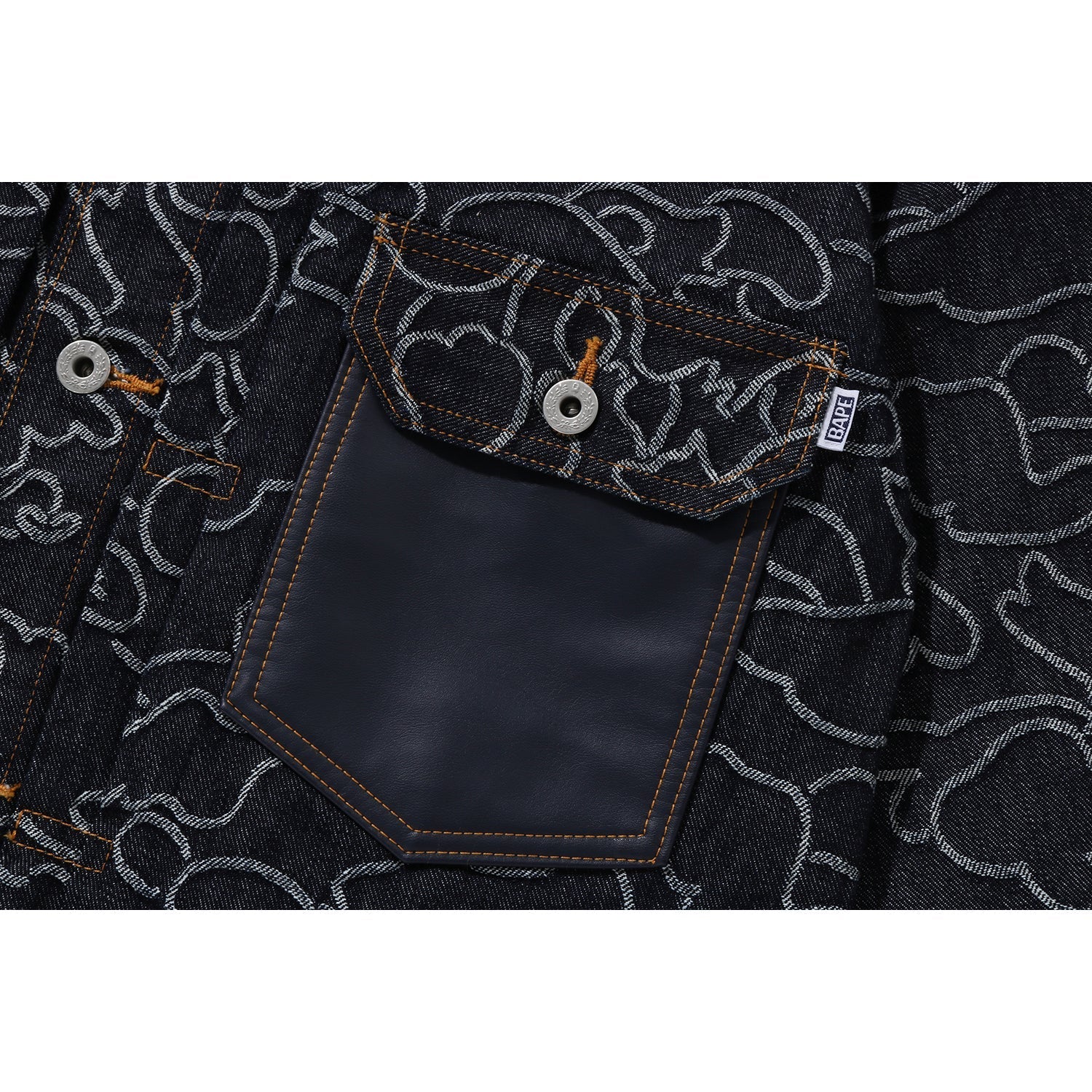 BAPE X OVO NEON 1ST CAMO JACQUARD DENIM JACKET MENS