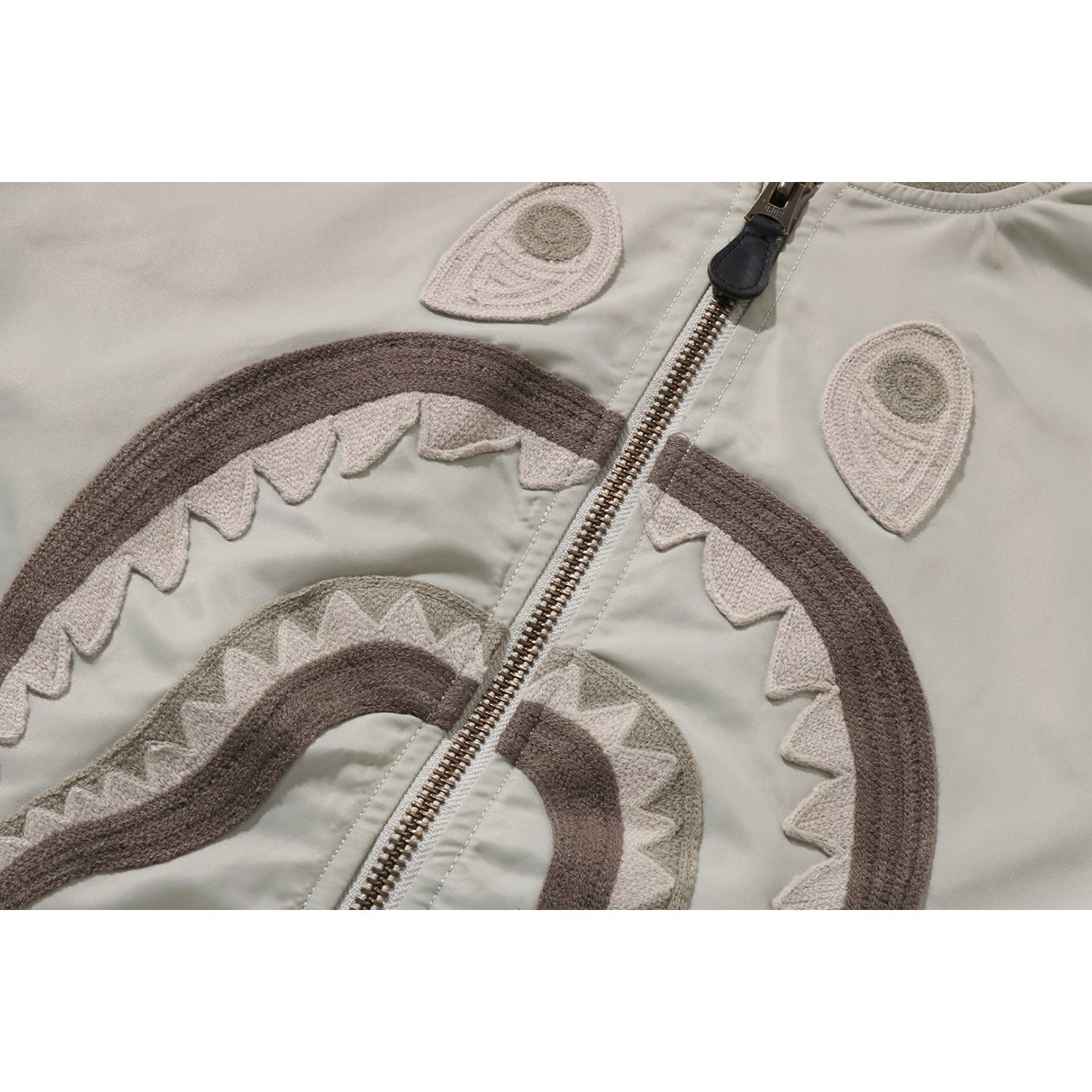 BAPE TONAL CHAIN STITCH SHARK BOMBER JACKET MENS