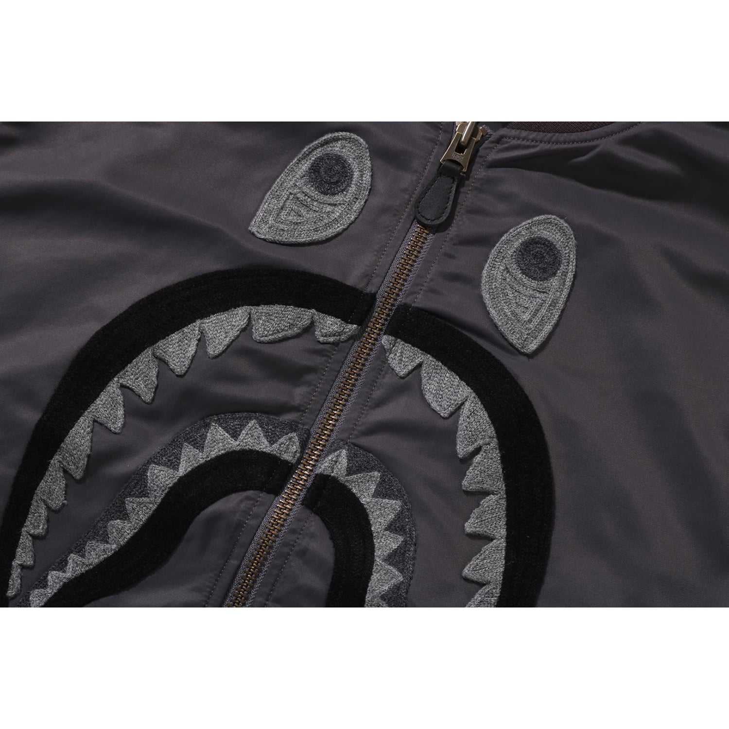BAPE TONAL CHAIN STITCH SHARK BOMBER JACKET MENS