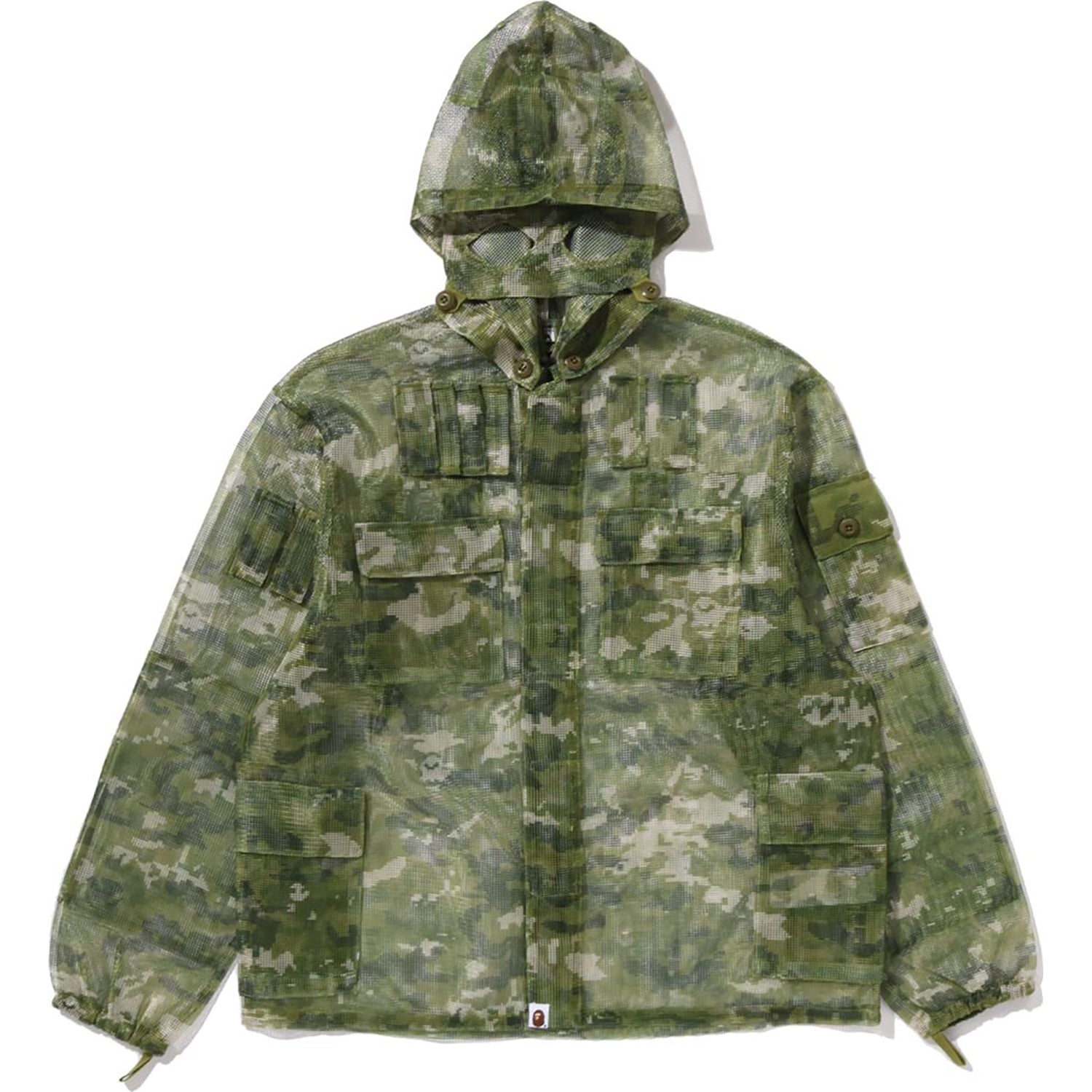 BAPE MULTI PIXEL CAMO MASK HOODED SHIRT JACKET MENS