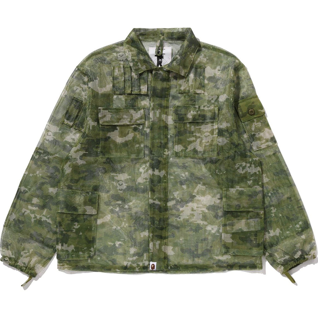 BAPE MULTI PIXEL CAMO MASK HOODED SHIRT JACKET MENS