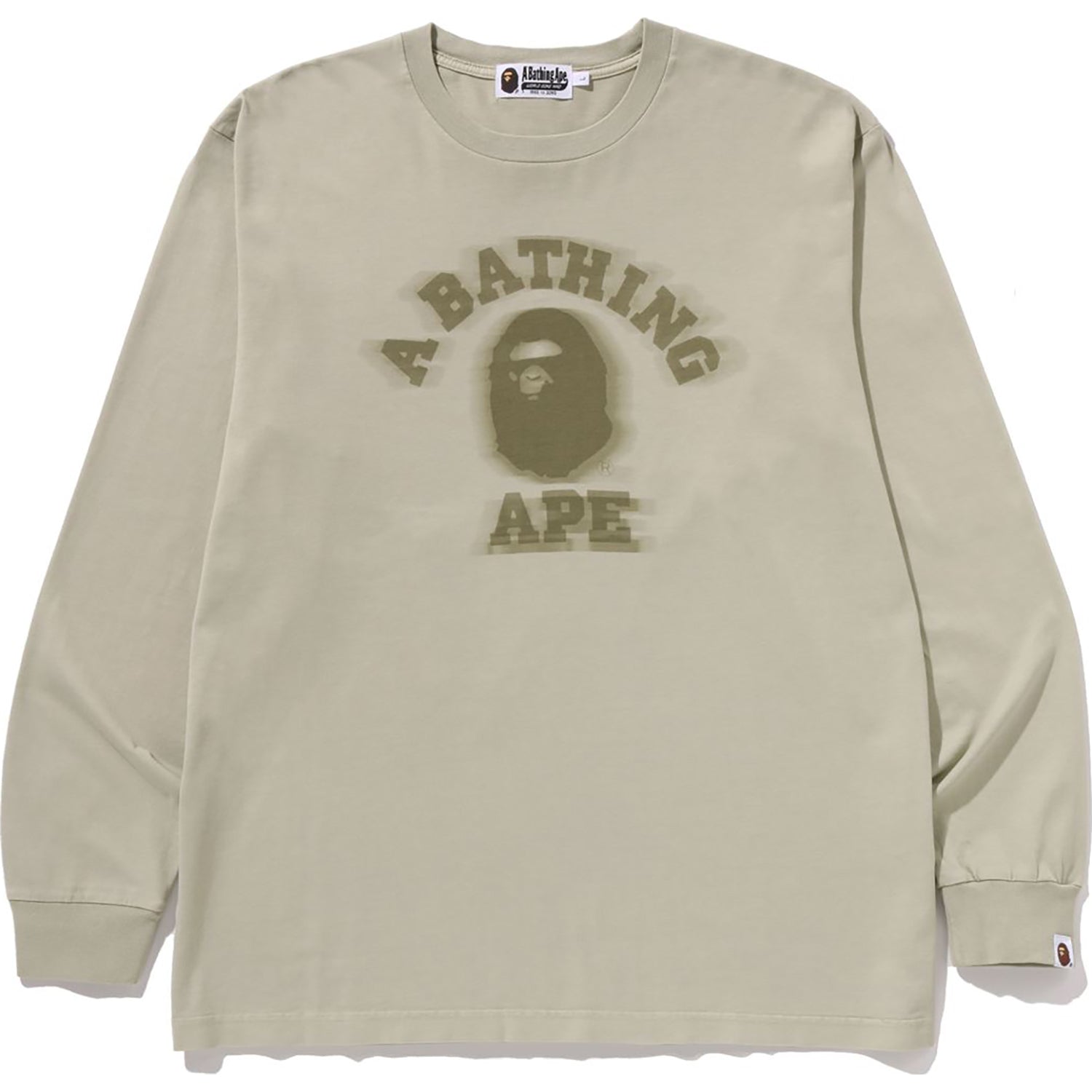 BAPE GARMENT DYE COLLEGE RELAXED FIT LS TEE MENS