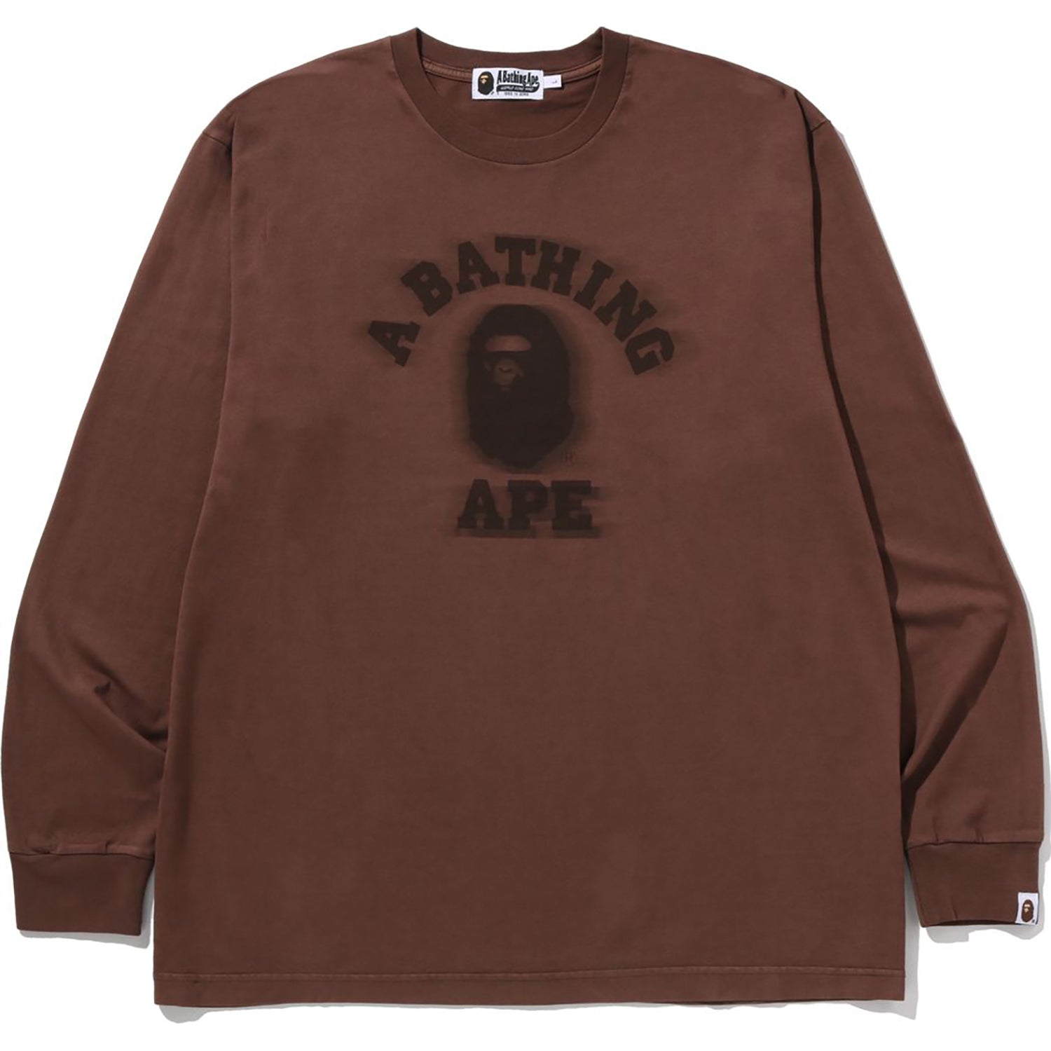 BAPE GARMENT DYE COLLEGE RELAXED FIT LS TEE MENS