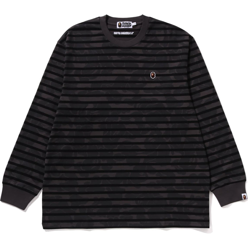 BAPE SOLID CAMO ONE POINT RELAXED FIT STRIPE LS TEE MENS