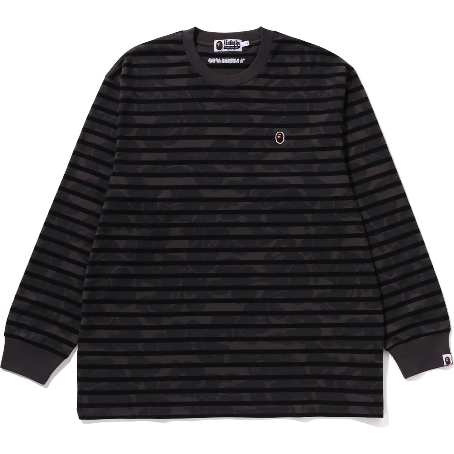 BAPE SOLID CAMO ONE POINT RELAXED FIT STRIPE LS TEE MENS